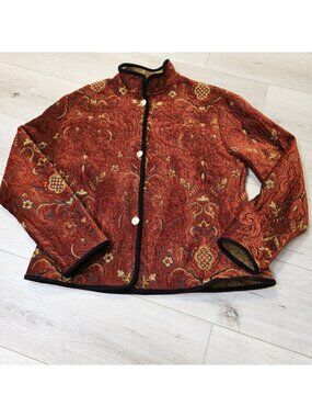 Vtg Paisley Quilted Regency Luxury Sz L Boho Avant Garde Khangura Jacket Buttons